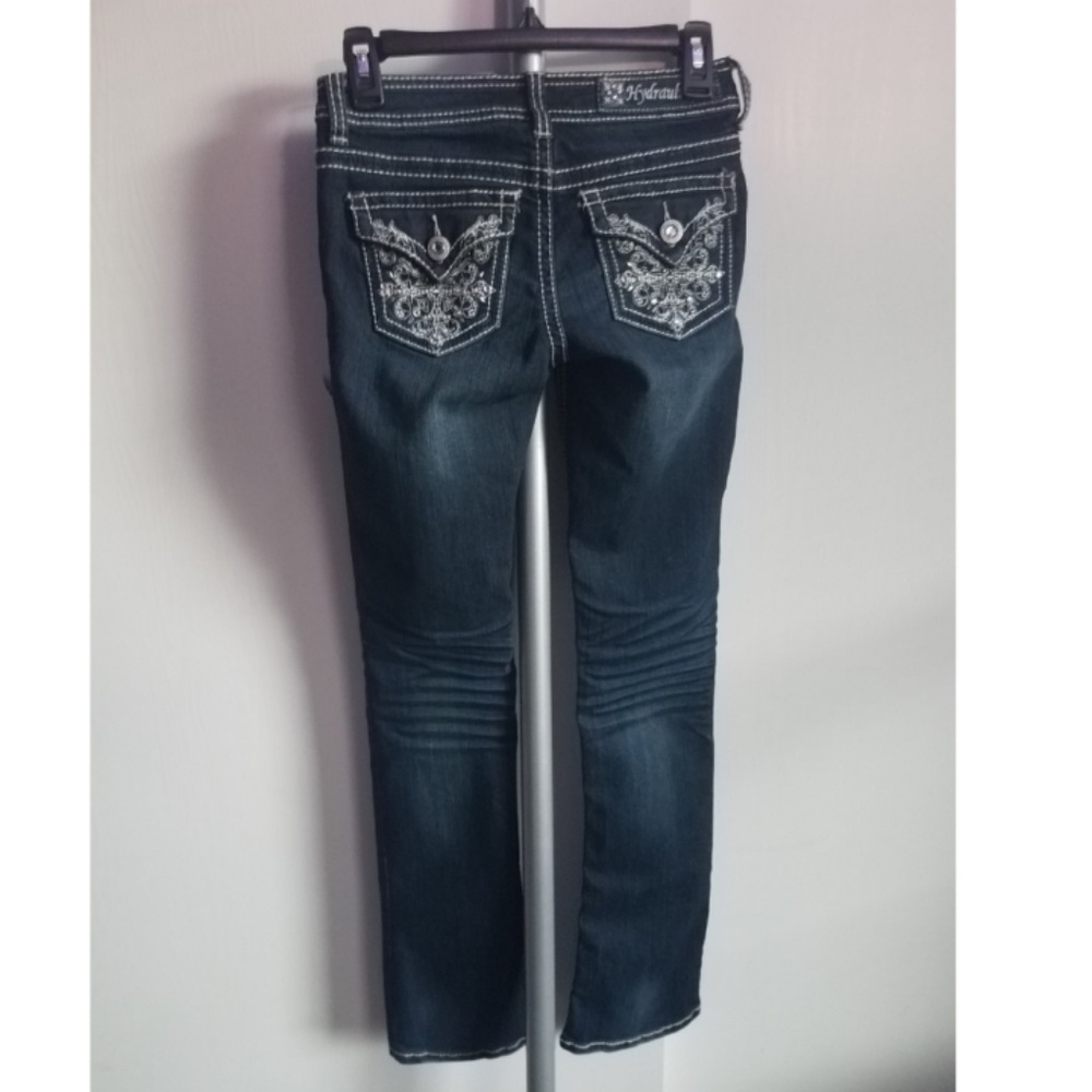 Slim Fit Dark Blue Jean's with Embelished Pockets - Picture 2 of 3